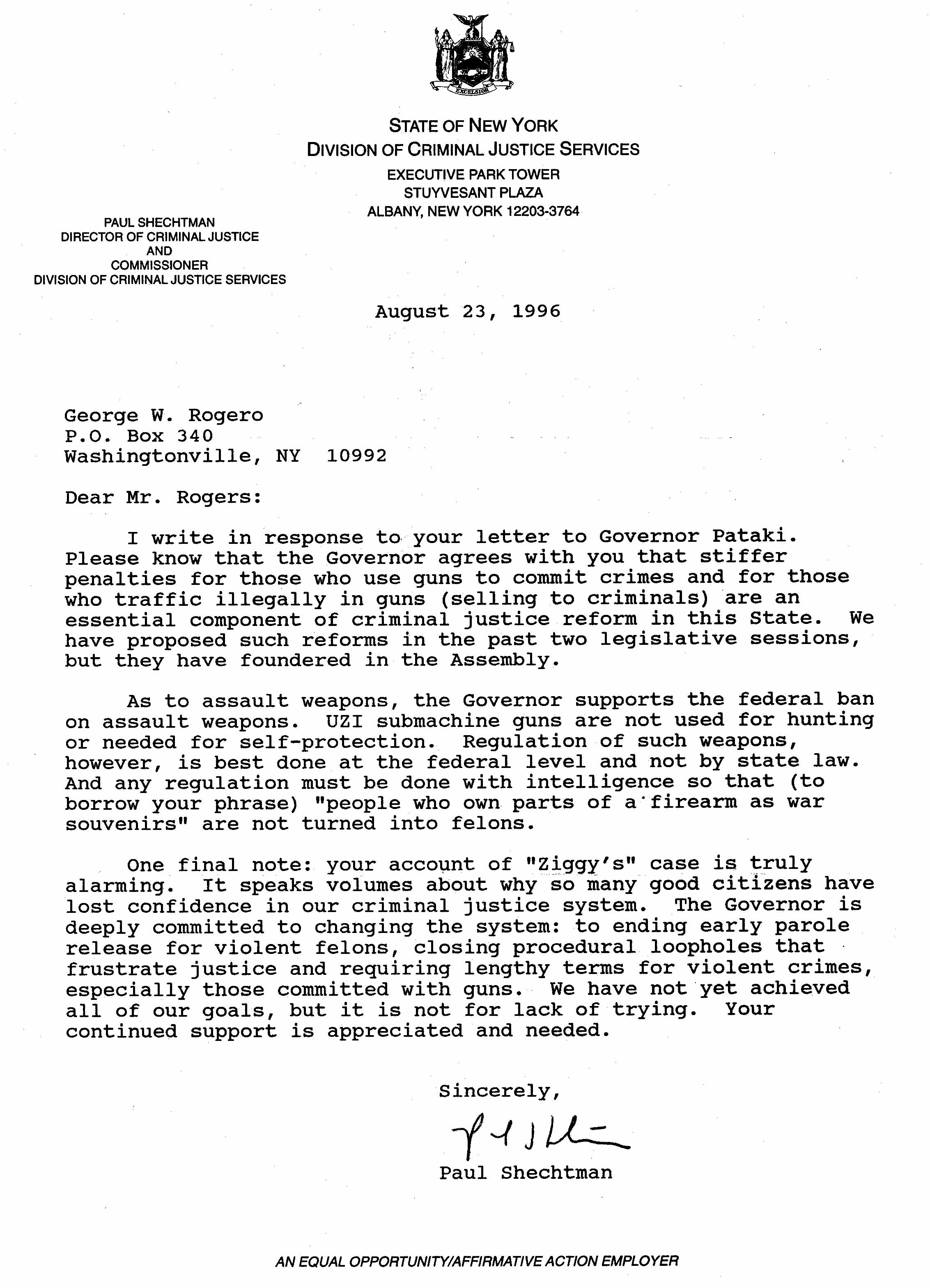 DCJS letter 8/23/96