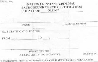 PPB-7 form, National Instant Criminal Background Check Certification