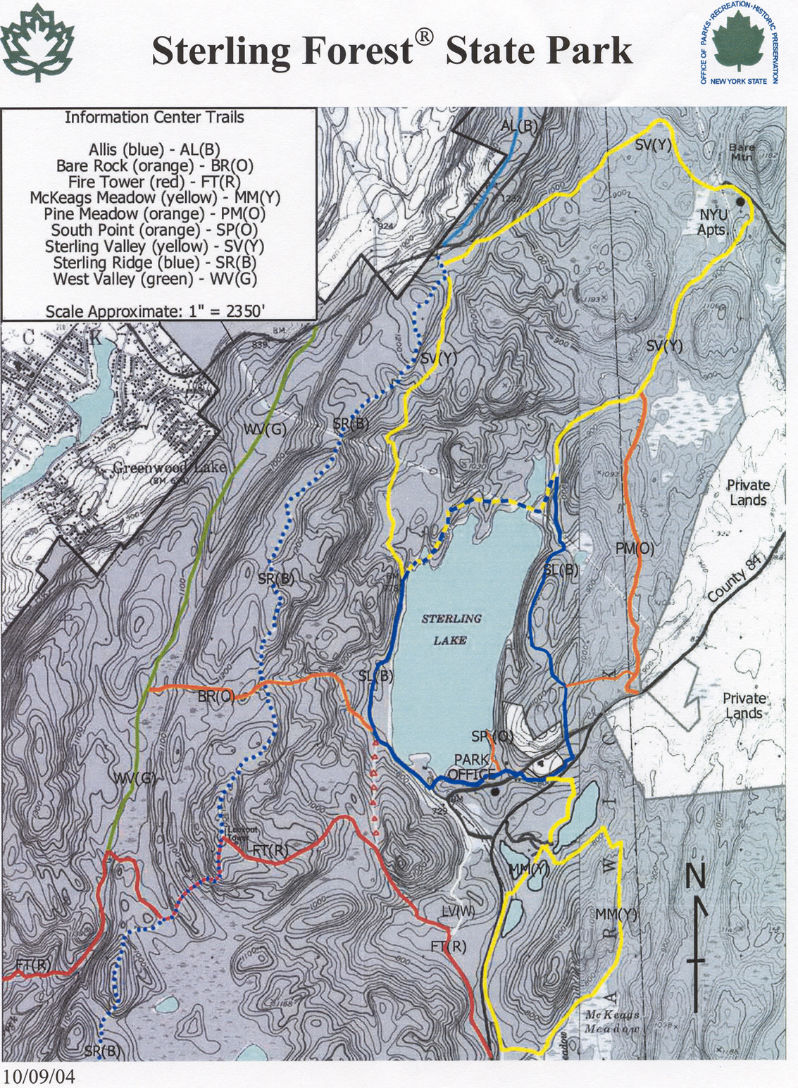 Sterling Forest Hiking Trail Map