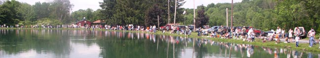 Fishing around the Shawangunk Fish & Game's pond at the Junir Fishing Derby
